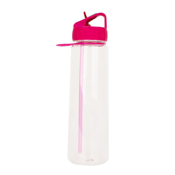 Svart 900 ml BPA-fri vannflaske med sugerør, tidsmarkeringer, flipphette og fallbestandig design