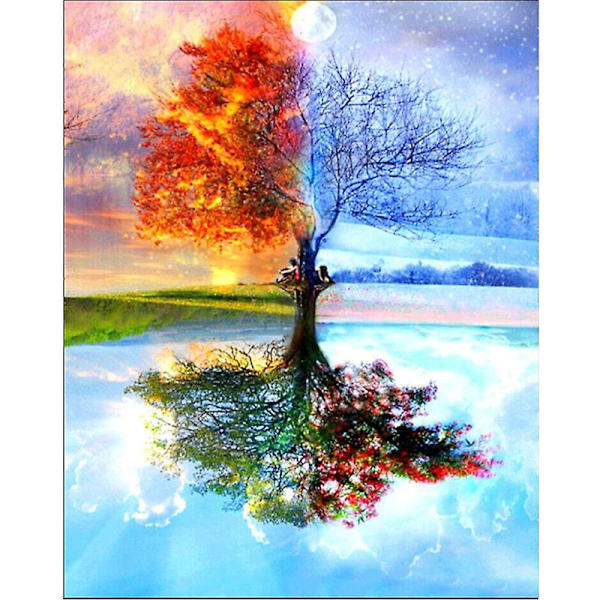 Sesonal Tree Diamond Painting Kit - DIY Crystal Cross Stitch aikuisille ja lapsille