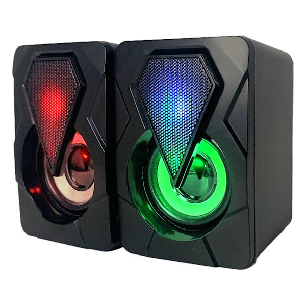 Gaming-datamaskin-høyttaler med fargerikt RGB-lys, stereolyd og kraftig bass, USB-skrivebordshøyttaler