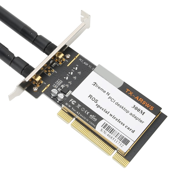 PCI Desktop Adapter 300Mbps 802.11b g n trådløst trådløst nettverkskort 2 antenner AR9223