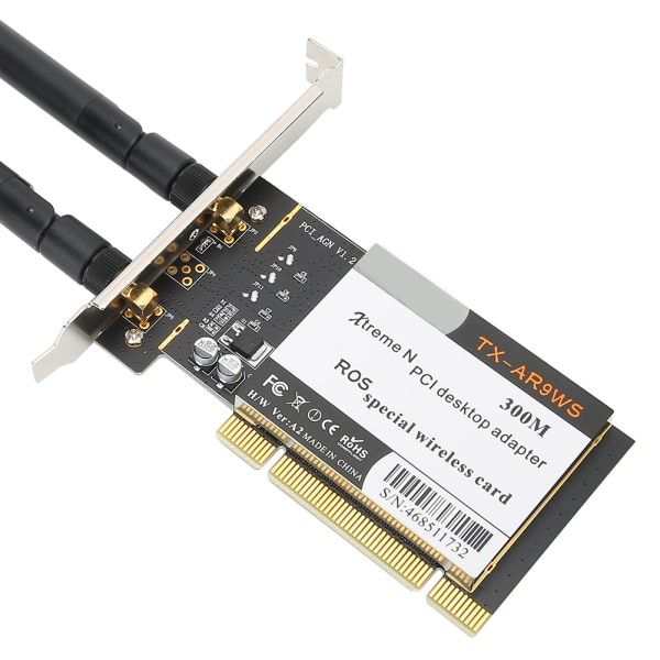PCI Desktop Adapter 300Mbps 802.11b g n trådlöst WiFi nätverkskort 2 antenner AR9223