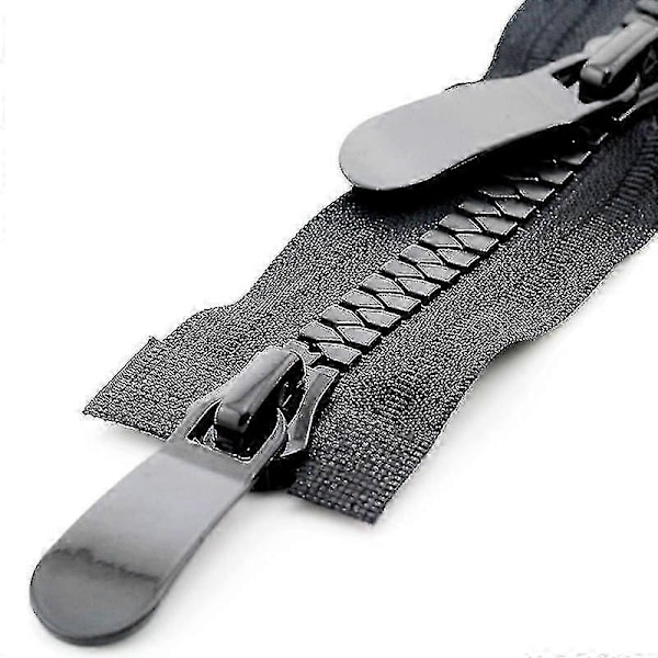 1 stk. Farvet Resin Lynlås Dobbelt Slider Åben Ende Auto Lås Tøj Lynlås, Sort, 8#, 100cm