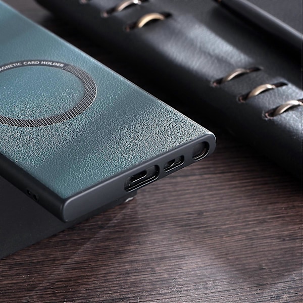 Magnetisk Magsafe Etui Kompatibelt med Samsung Galaxy S23 Ultra, PU Læder Beskyttelsescover