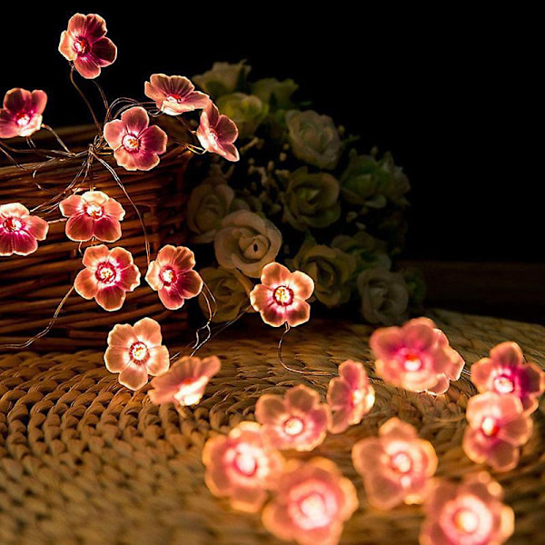 Blomsterdekoration Stränglampor - 20 LED Fairy Night Lights för Hem, Rum, Sovrum