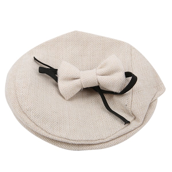 Platt keps gentleman hatt fluga fotografering prop spädbarn nyfödd baby fotografering rekvisita set (beige gentleman hatt fluga)