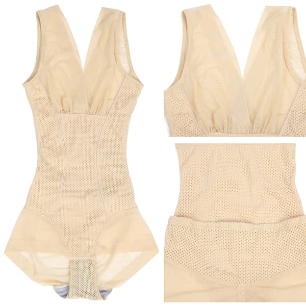 Supertunn Magekontroll Kroppsformare Bantande Elastisk Midjetränare Girdle Bodysuit (Khaki) M