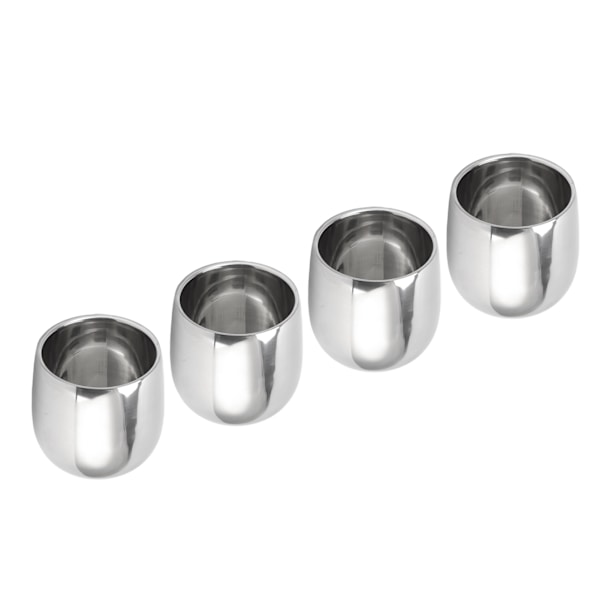 4 stk. kaffekop i rustfrit stål med dobbeltlagsisolering, der forhindrer skoldning, buet kop, 200 ml
