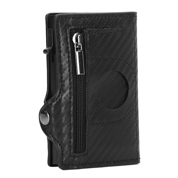 Pung i aluminiumlegering PU Anti Lost Ultra tynd ID kreditkortholder til Locator Tracking Device Carbon Fiber Sort