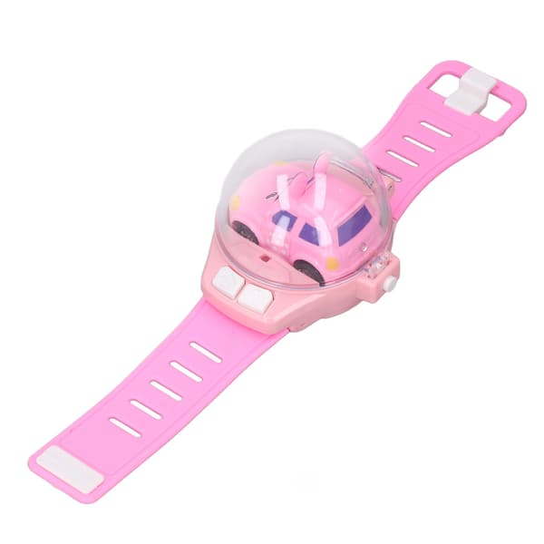 Mini RC Bilklokke Leker Søt Form USB Lading Silikonrem Håndledd RC Bilklokke Leketøy for Gutter Jenter Rosa