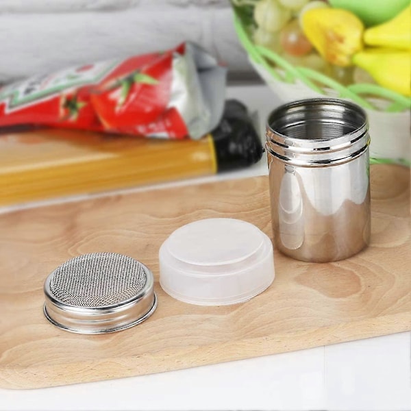 2 stk. Pulversukker Shaker Duster, Pulversukker Shaker i rustfrit stål med låg
