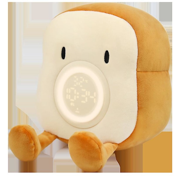 Söt Toastbröd Plysch Väckarklocka - Rolig Nattlampa för Barn 6-11 År - Cool Sängbordlampa Present