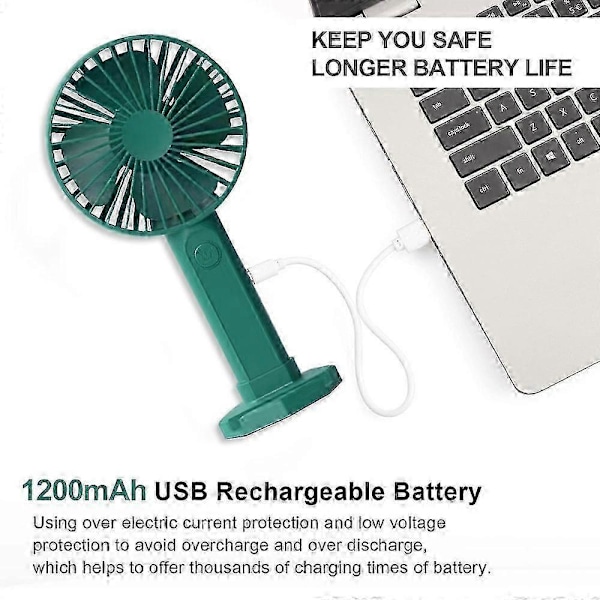 Kannettava kädessä pidettävä tuuletin, mini kädessä pidettävä tuuletin USB-ladattavalla akulla, 3-nopeuksinen henkilökohtainen pöytätuuletin jalustalla style744