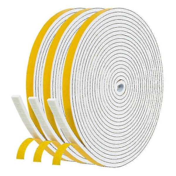 Självhäftande Skumtejp Dörr Fönster Tätning Dörr Dragskydd Tätningslist, 6mm Bred X 3mm Tjock