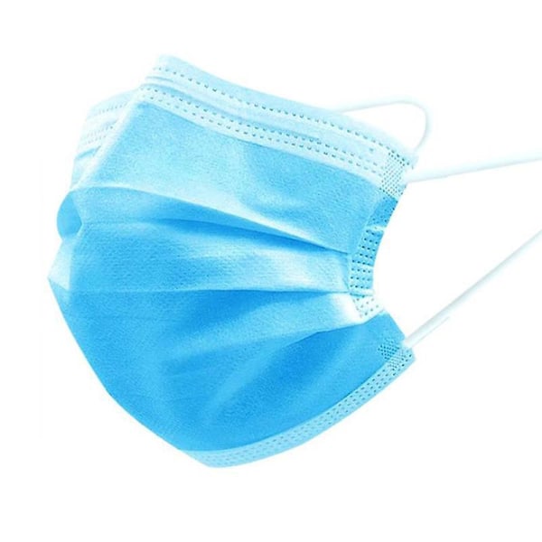 50 paket med 3-lagers blå ansiktsmasker för komfort och skydd, lämplig för känslig hud