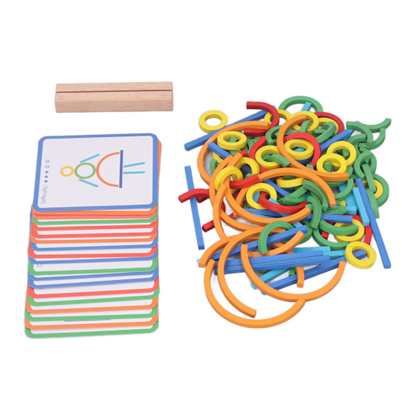 Sticks Rings Puslespil Legetøj Træ Sticks Rings Matchende Kreation Matchende Tidlig Læring Uddannelsesmæssige Legetøj til Drenge Piger