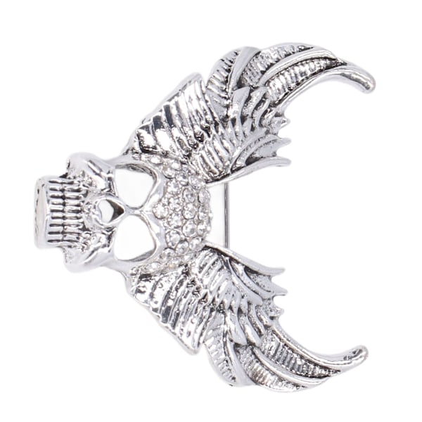 Borrskalle Brosch med gnistrande kristaller, modernt smycke, accessoarer för kostymrock, antik silver