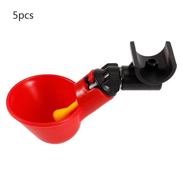 5PCS Kyckling Fågel Automatiska Drickare Vatten Dricka Koppar Skålar (Halvcirkelhållare Röd Skål)