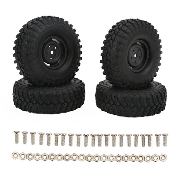 4 st 1,9 tum RC-däck i gummi, slitstarka och slitstarka RC-bildäck för RC-crawler terrängfordon, svart