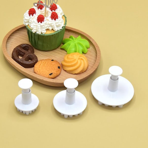 3 Cookie Stenciler Gummyformer Snøflak Håndtrykk Fondant Stempler Dekorer Cookies Håndverk Bakeverktøy