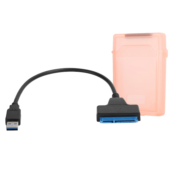 Harddiskadapterkabel 2,5 tommer SATA USB3.0 HDD/SSD konverterkabel med beskyttelsesboks rød