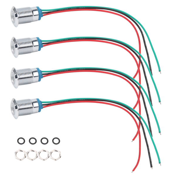 4 set merkkivalo LED-valo vedenpitävä yhteinen anodi teollisuusohjauskomponentit 12mm 110-220VRed ja vihreä