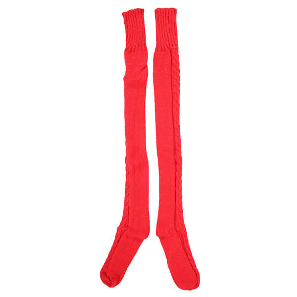 Kabelstrikk Varm Ben Tube Warmers Strømper Vinter Ben Tube Lår Høy Boot Socksred