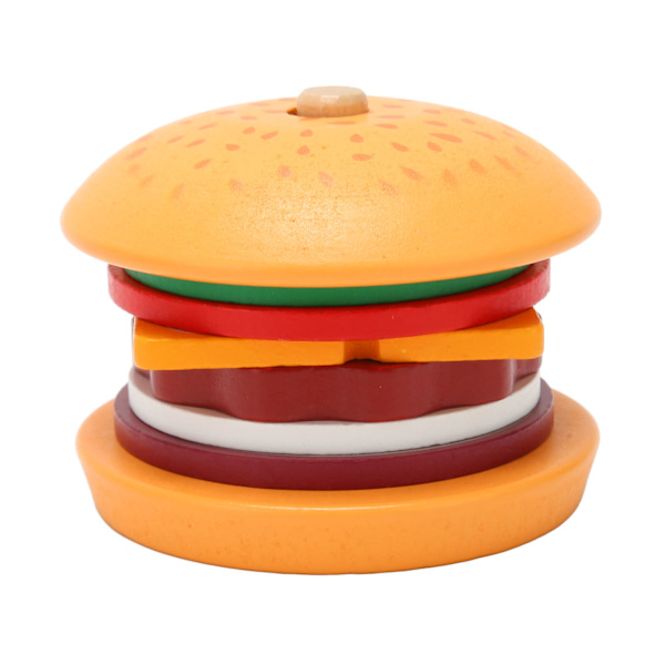 Mini Hamburger Staplingsleksaker Snabbmat Matlagning Lek Set Trä Söt form Låtsaslekleksak för barn över 36 månader