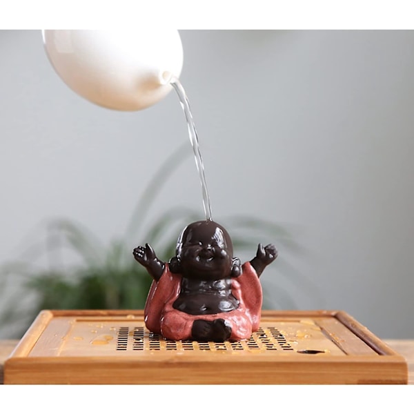 Skrattande Maitreya Buddha, Keramisk Buddha Staty, Prydnads Te Skulptur, Mini Sittande Lycko Buddha Ornament, Heminredning Trädgårds Ornament