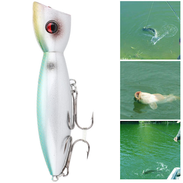 Plast 3D Fish Eye Large Popper naturtrogen konstgjord hårdbete Fiskedrag Fiskredskap Tillbehör Cyan