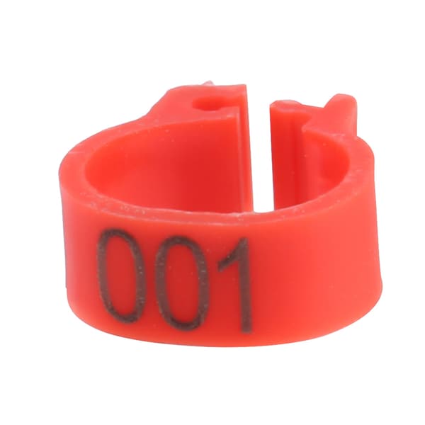 100 STK./Pose 8MM 001-100 Nummererede Plastik Brevdue Fugle Benbånd Ringe (rød)