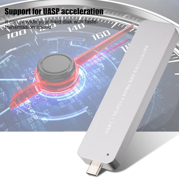 M.2 NVME til Type C bærbar metall sølv mobil harddisk SSD boks kabinett innkapsling uttrekkbar
