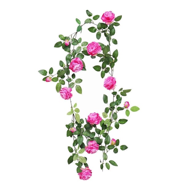 180 cm konstgjord pionblomma rotting, lindad runt grön växtbakgrund, växtblomväggdekoration inomhus (2 st) D