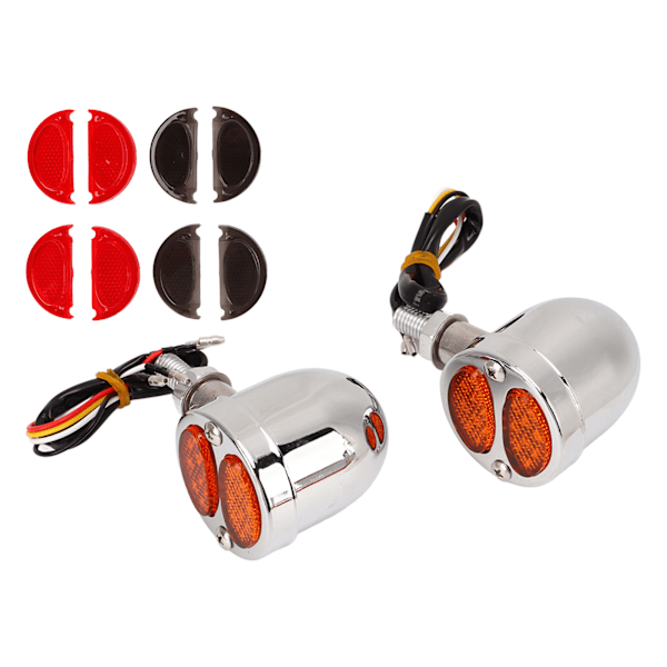 1 par motorcykel LED blinklys dobbelt farve indikator blinklys 12V universel til motorcykel elektroplettering