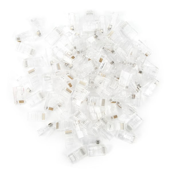 100 stk RJ45 Cat5E modulære uskjermede gullbelagte nettverkskabelkontakter for spilldatamaskiner Ruter