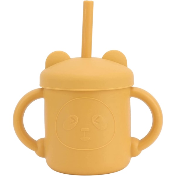 5 stk Holdbare Silikon Baby Sippy Cups Enkle Grep Sølsikker Trening Gul