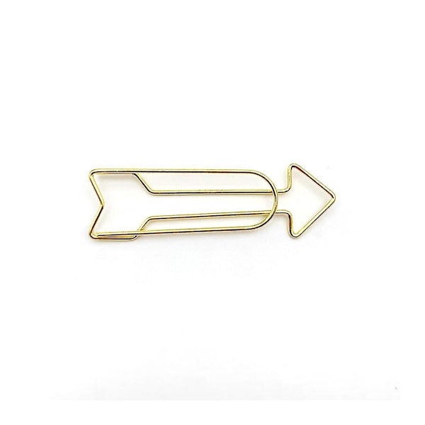 Gold Arrow Paper Clips - Pack of 10 | Large Metal Clips for Personal Documents, School & Office Supplies