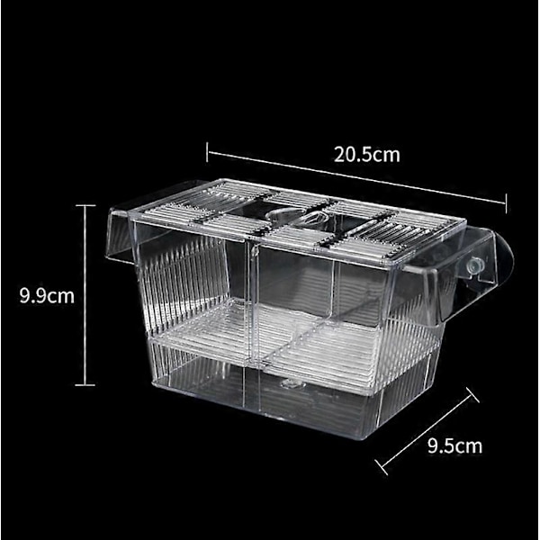 Gydekammer, - 3 i 1 Akvariefiskeopdrætstank med låg, flydende, transparent 20,5x9,9x9,5 cm
