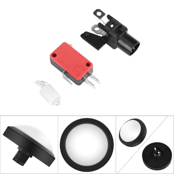 100 mm massiv arkadknapp med LED-konvexitet konsolbyte (vit)