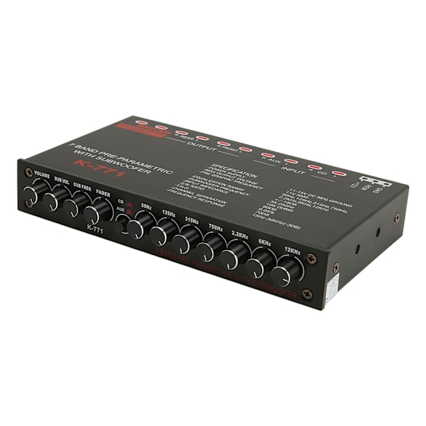 7-bånds bilaudio grafisk equalizer med CD AUX-indgangsvælgerkontakt til båd RV RTV Motorcykel bilstereokontrol