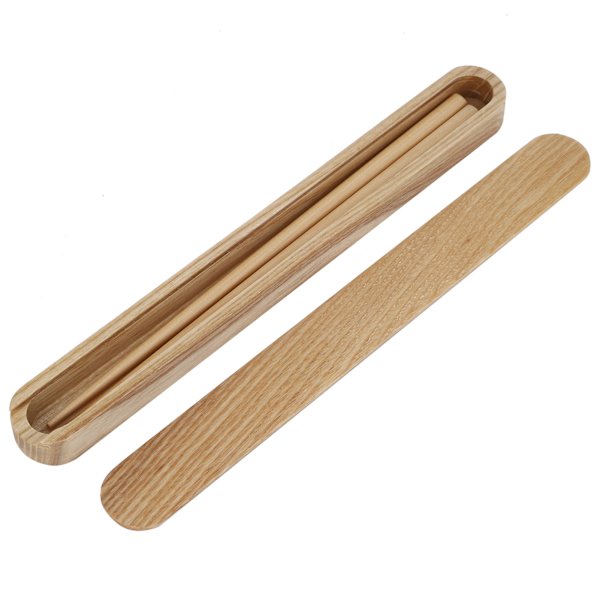 Återanvändbara träpinnar Bärbara porslin Set Köksredskap för att äta med låda (White Wax Chopstick Box Ätpinnar)