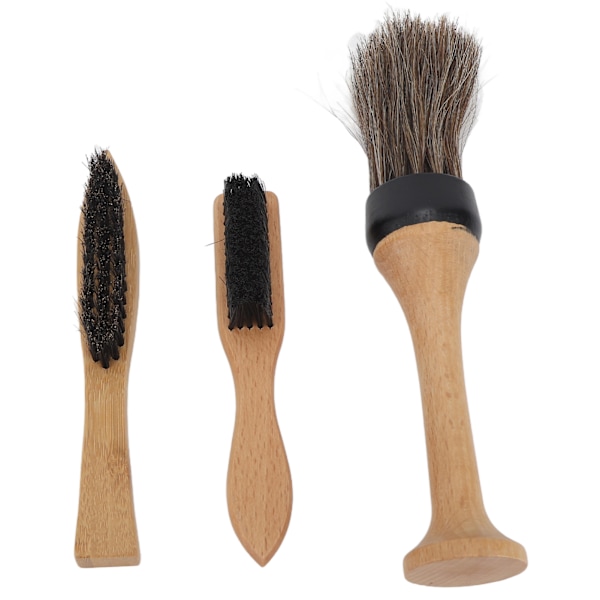 3st Set Professionell mjuk borst Bärbar Barberhals Dusterborste med trähandtag för salongshem