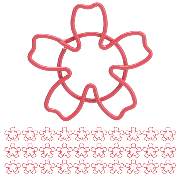 30 stk. Papirclips Roserød Sød Kirsebærblomster Form Pin til Filklassificering