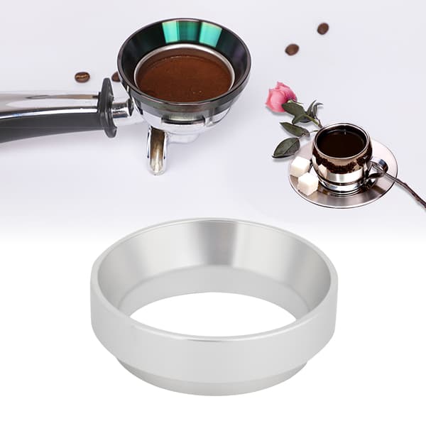 58 mm Universal Kaffedoseringsring i Aluminium, Erstatningstilbehør til Kaffemaskine (Sølv)