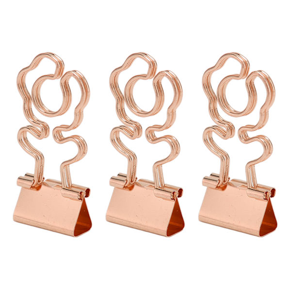 100 stk. Mini Binder Clips Blomsterform Stærk Klemmekraft Metal Lang Hale Clips Kontorartikler Rosaguld