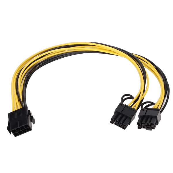6 stk. strømkabel PCIE 8-benet hun til 2 ender dobbeltport 8-benet han 18AWG GPU-strømadapter til computertilbehør