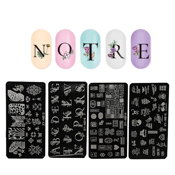Neglestempling plader Stencils Mønster DIY Negle Printing Stempling skabelon Manicure Tool13-16