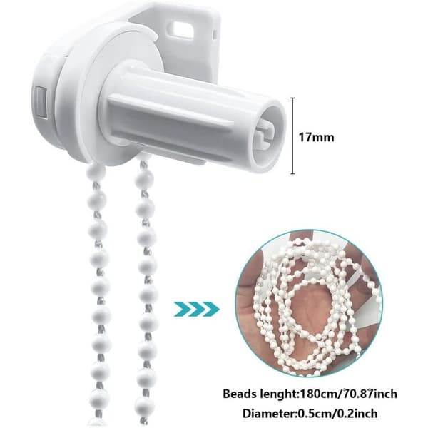 17 mm reparationssats för rullgardiner i plast, ingen borrning krävs White