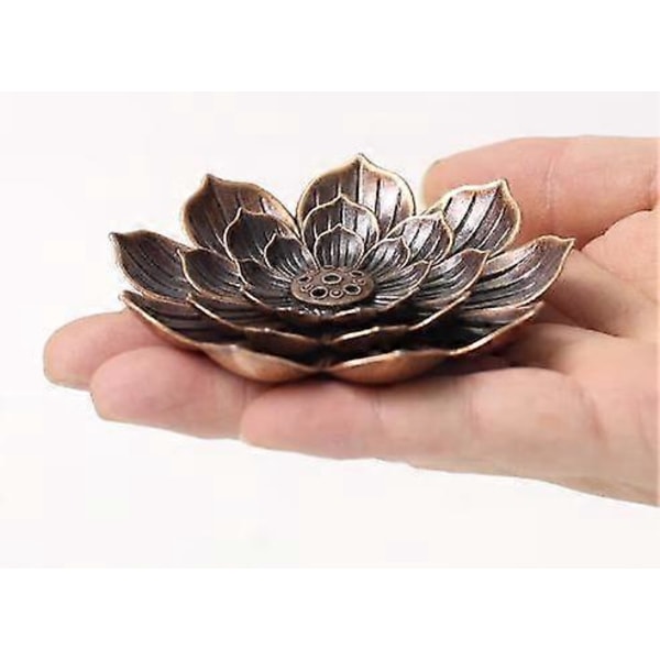 Dww-Messing Røgelsesholder - Lotus Stick Røgelsesbrænder og Kegle Røgelsesholder med Askeopsamler - 8,5 cm