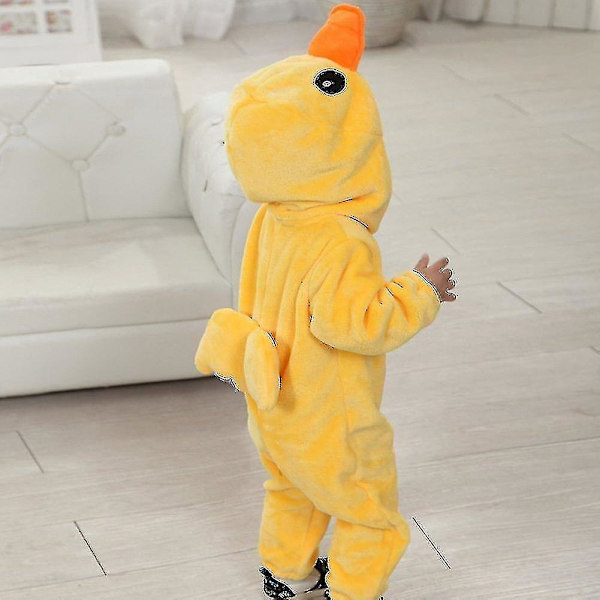 Dinosaur Onesie med Hætte til Småbørn - Dyr Kostume til Børn Halloween 24-30 Måneder Gul