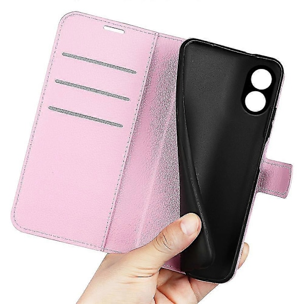 För Oppo A38 4G Plånboksfodral Telefonskal Litchi Textur Ställ Läderfodral Zekai Rosa Stil C Oppo A38 4G